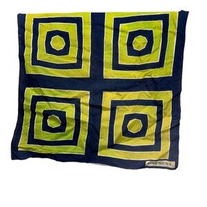 Givenchy French vintage blue green squares print cotton handkerchief square